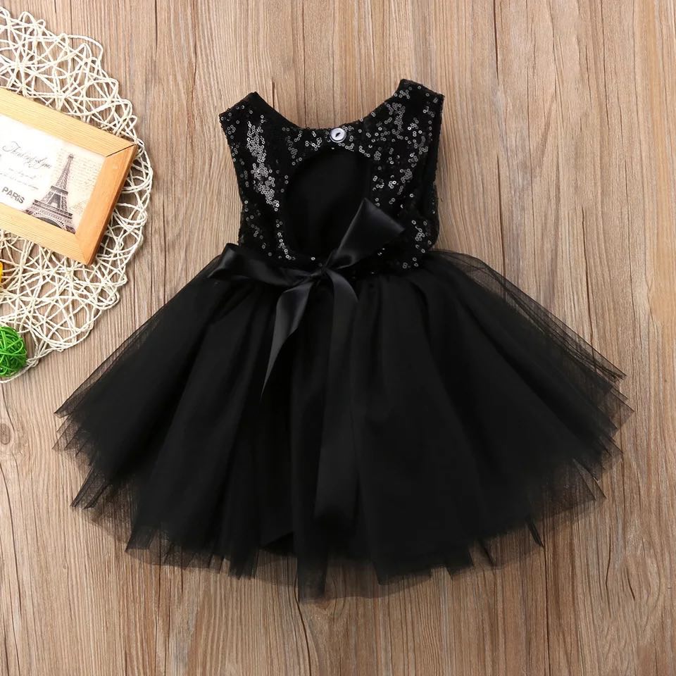 Girls Shiny Birthday/Party Dress Black
