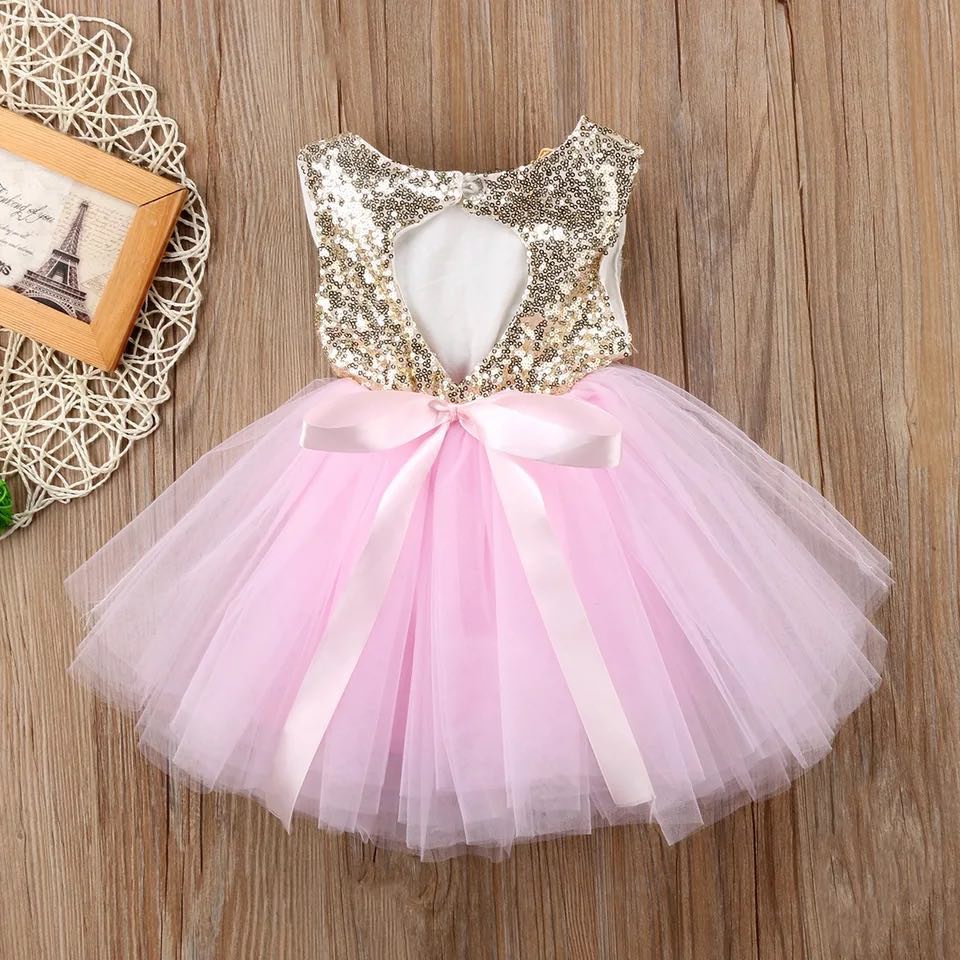 Girls Shiny Birthday/Party Dress Pink