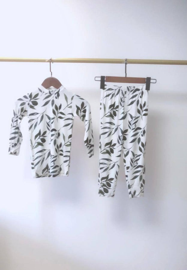 Matching Toddler Pajamas set Olive Green