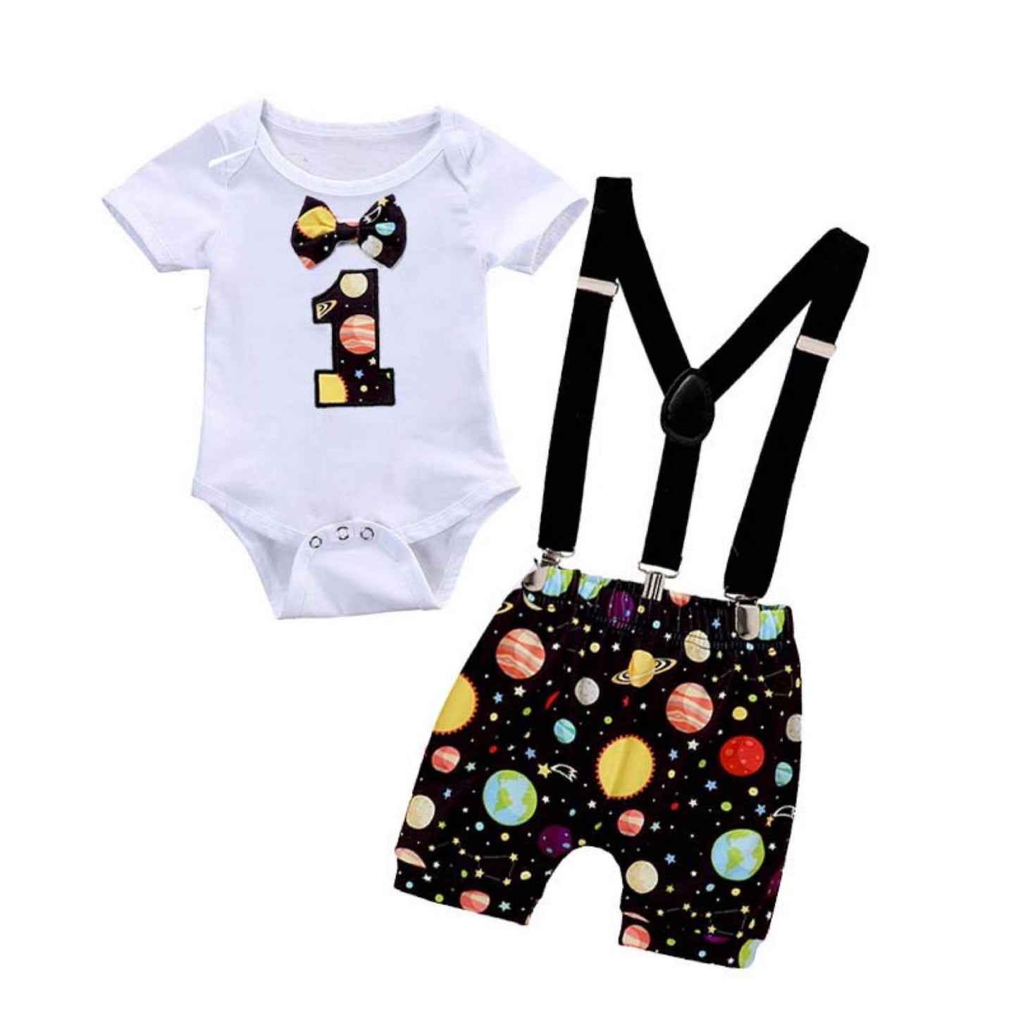 1st birthday Baby Boy Outfit | Cake Smash Dress Galaxy Theme