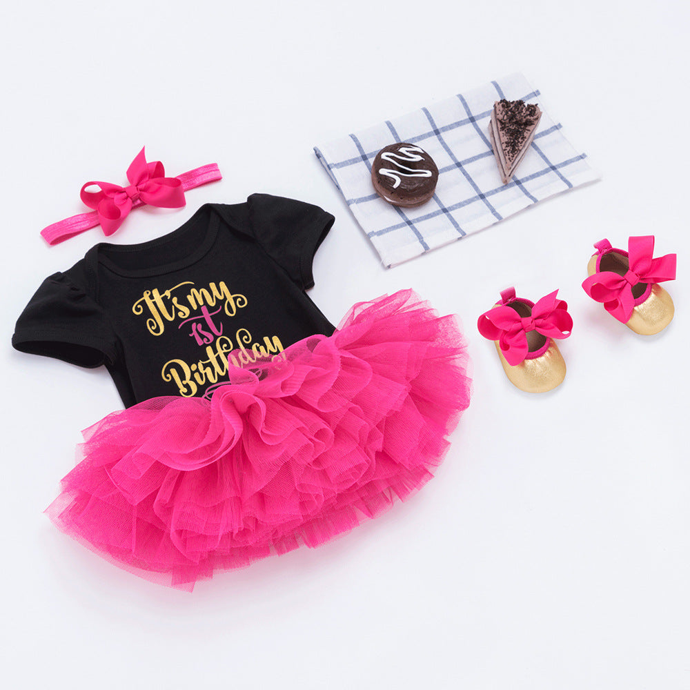 1st Birthday Baby Girl Magenta Tutu Dress.
