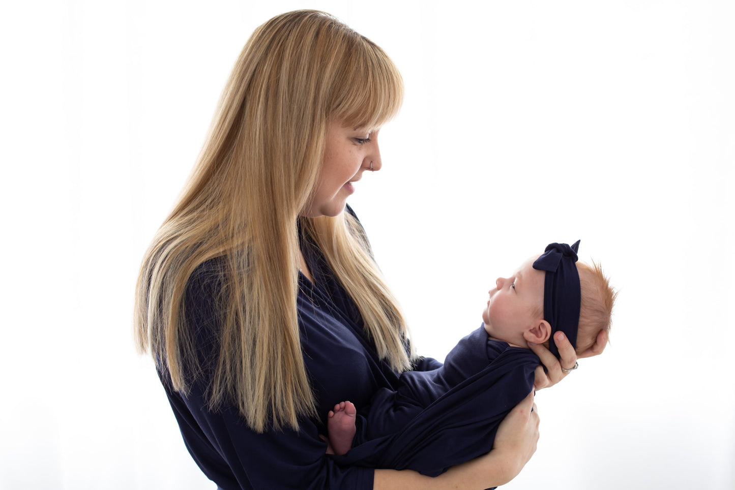 Indigo Blue Maternity Robe & Matching Swaddle Set.