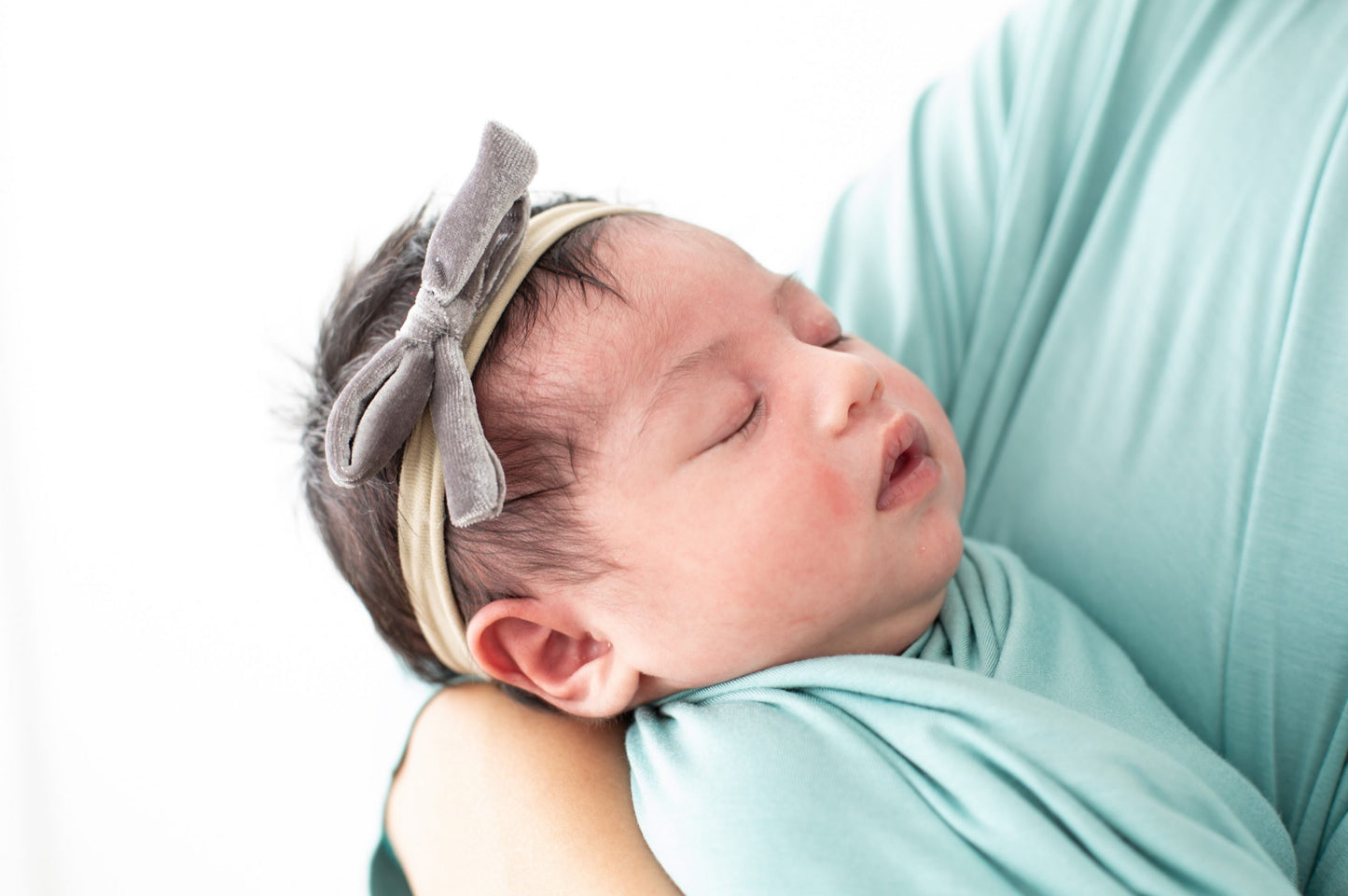 Grey Baby Bowknot Velvet Elastic Headband.