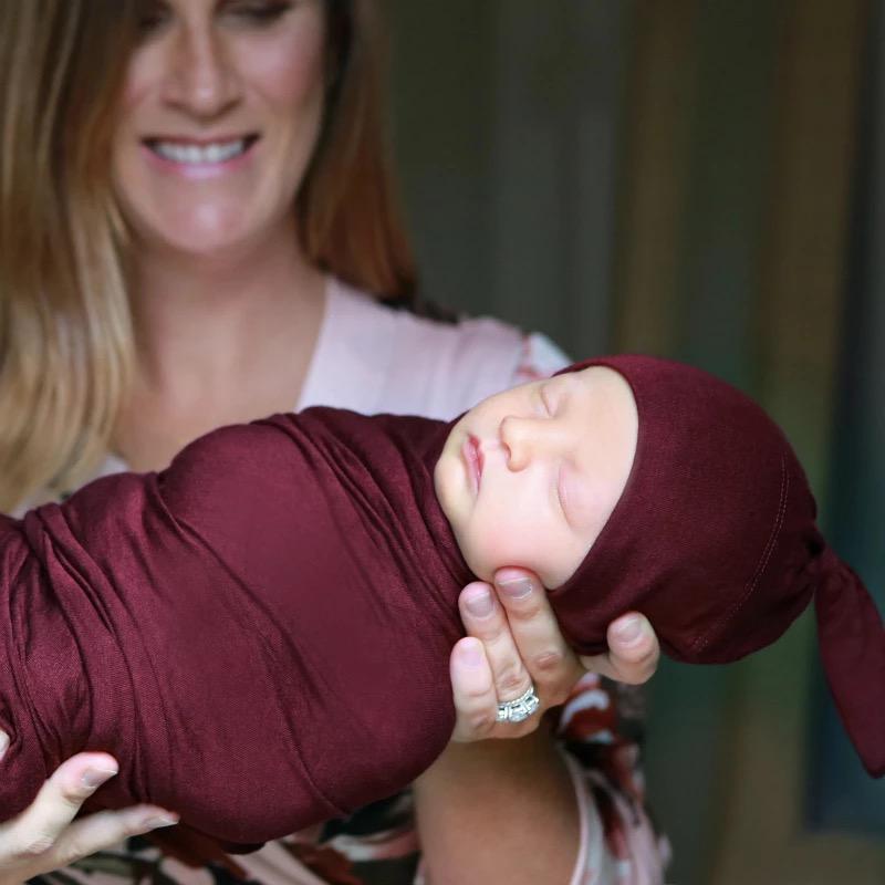 Bamboo Jersey Swaddle Wrap Wine Red