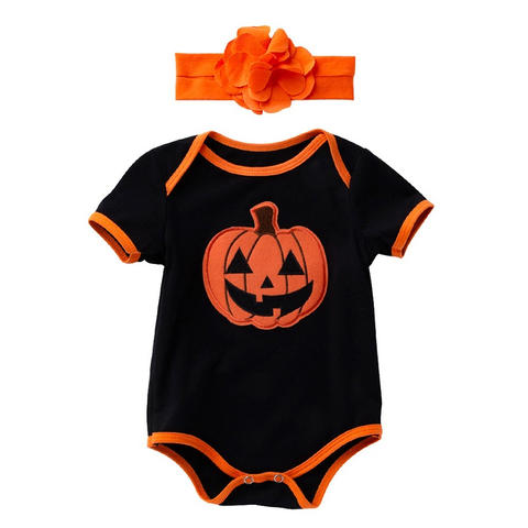 Halloween Cotton Bodysuit with Pumpkin face