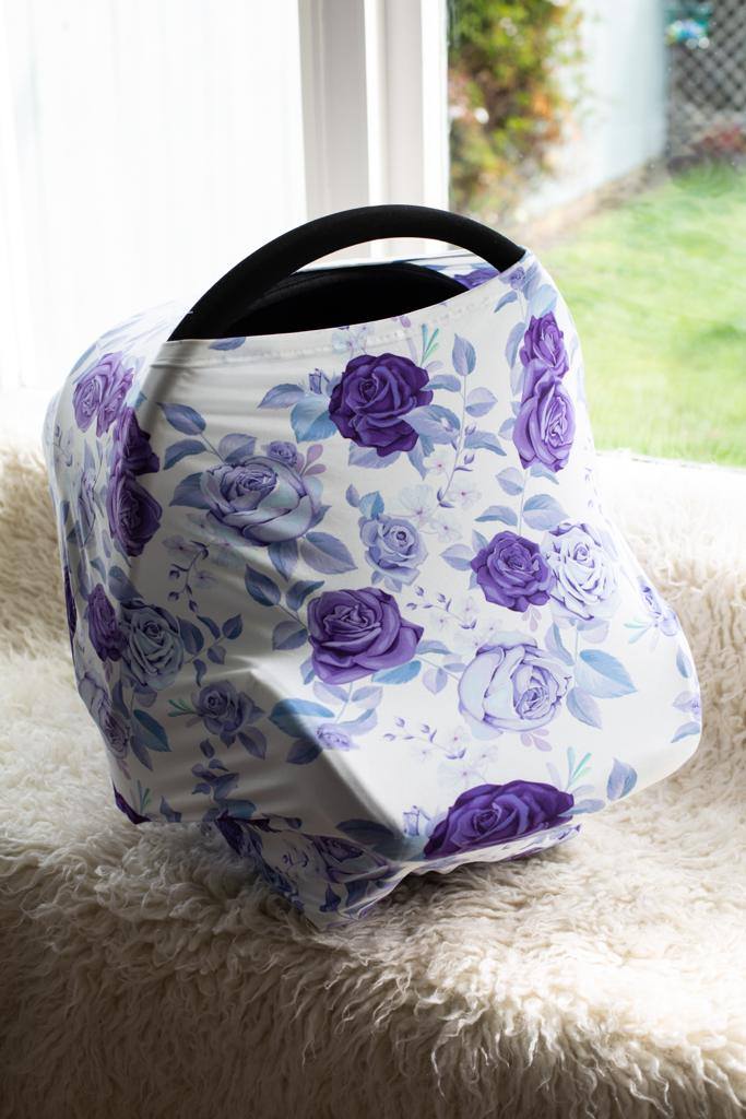 Multi-use Baby Capsule Car sheet Cover Lavender Roses.