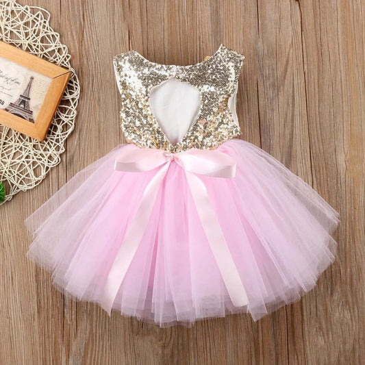 Girls Shiny  Birthday/Party Dress Pink