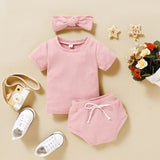 Summer Ribbed cotton Baby Girls Summer Shorts and shirt set .