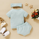 Summer Ribbed cotton Baby Girls Summer Shorts and shirt set .