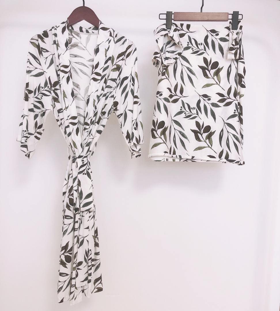Robe & Matching Swaddle Set Olive Green