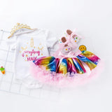 1st Birthday Baby Girl Dress Set Unicorn with Rainbow Tutu