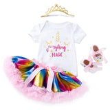 1st Birthday Baby Girl Dress Set Unicorn with Rainbow Tutu