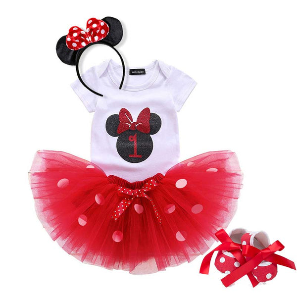 1st Birthday Baby Girl  Dress with Tutu | Mickey