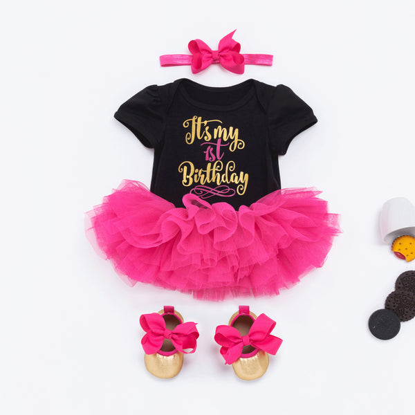 1st Birthday Baby Girl Magenta Tutu Dress.