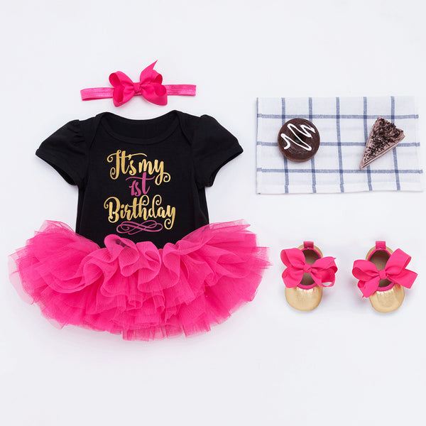 1st Birthday Baby Girl Magenta Tutu Dress.