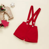 Christmas Print Baby Boy Bodysuit and Red Shorts.