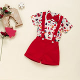 Christmas Print Baby Boy Bodysuit and Red Shorts.