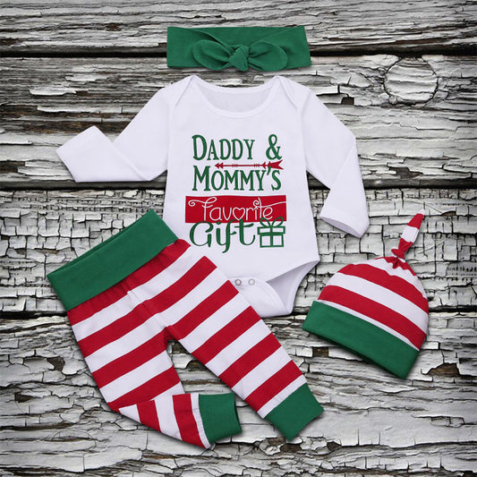 Red and White Stripe Kids Christmas Outfit