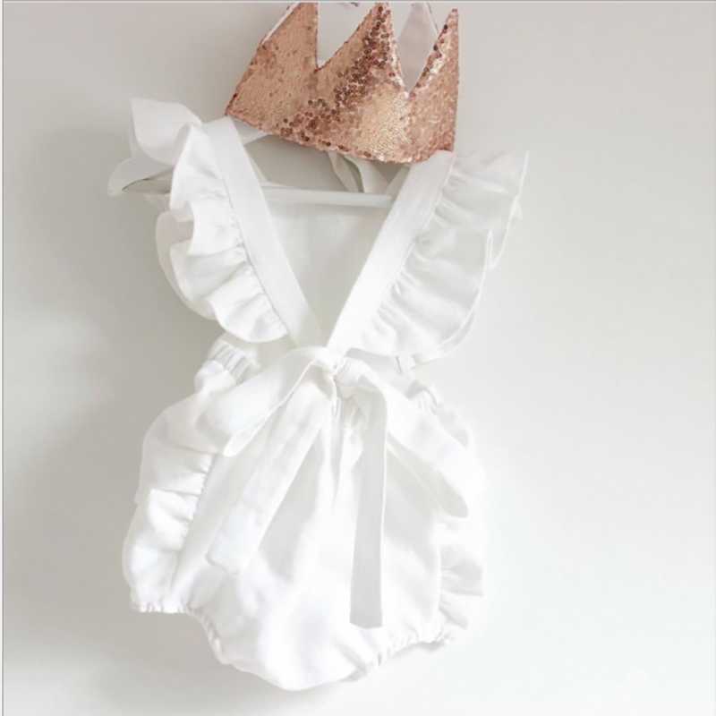 Organic Cotton | Addison Playsuit White Ruffle