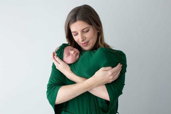 Emerald Maternity Robe & Matching Swaddle Set.