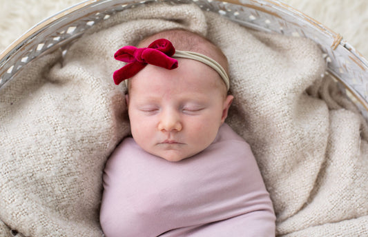 Magenta Baby Bowknot Velvet Elastic Headband.