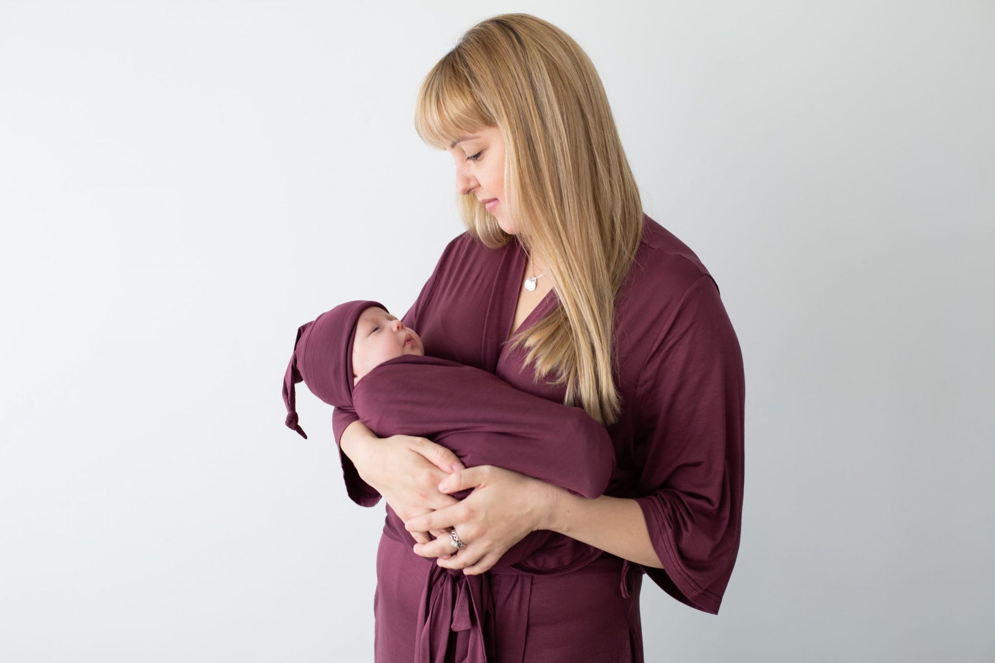 Wine Red Maternity Robe Matching Swaddle Set – Ki Ka Bubs