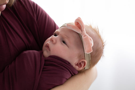 Pink Baby Bowknot Velvet Elastic Headband.