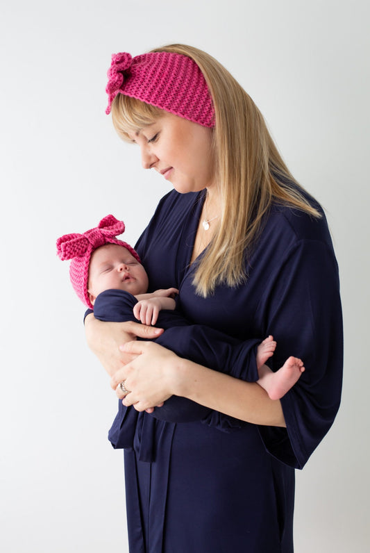 Knit Bow Headband Mom & Baby Matching Set.