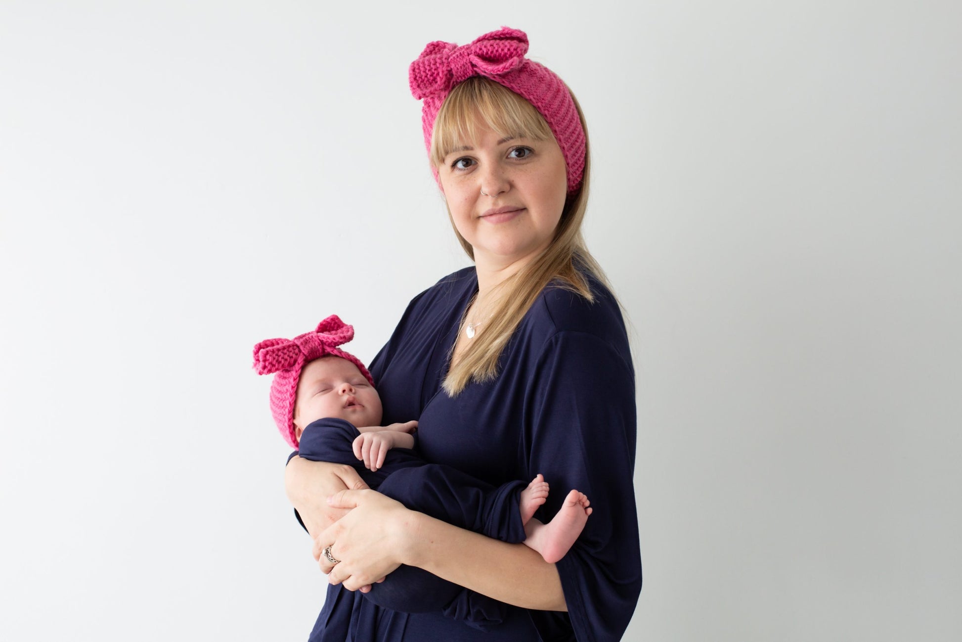 Knit Bow Headband Mom & Baby Matching Set.