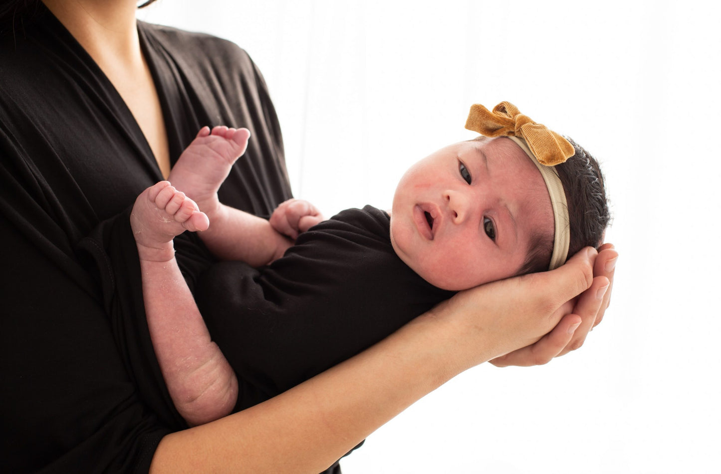 Yellow Baby Bowknot Velvet Elastic Headband.