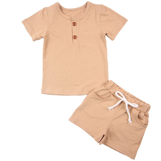 Kids Summer T-shirt & Shorts - Light Brown