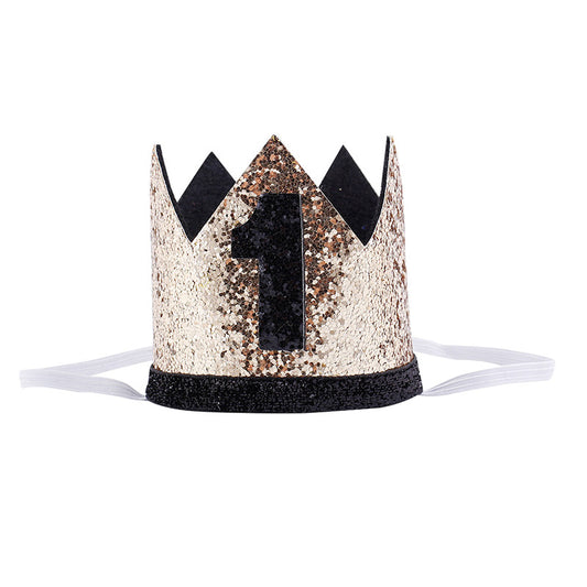 1'st  Birthday Baby Boy Tiara | Golden-Black