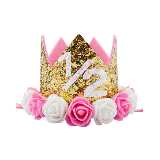 1/2 Birthday Flower Tiara | Golden