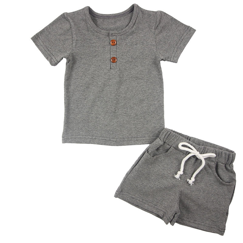 Kids Summer T-shirt & Shorts - Grey