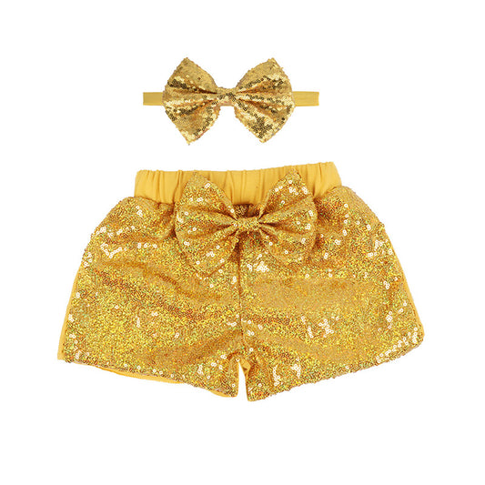 Baby Girl Sparkle Short Pant | Golden